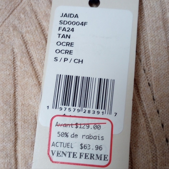 NWT David Bitton Small Elegant Beige Knit Dress - Picture 8 of 9